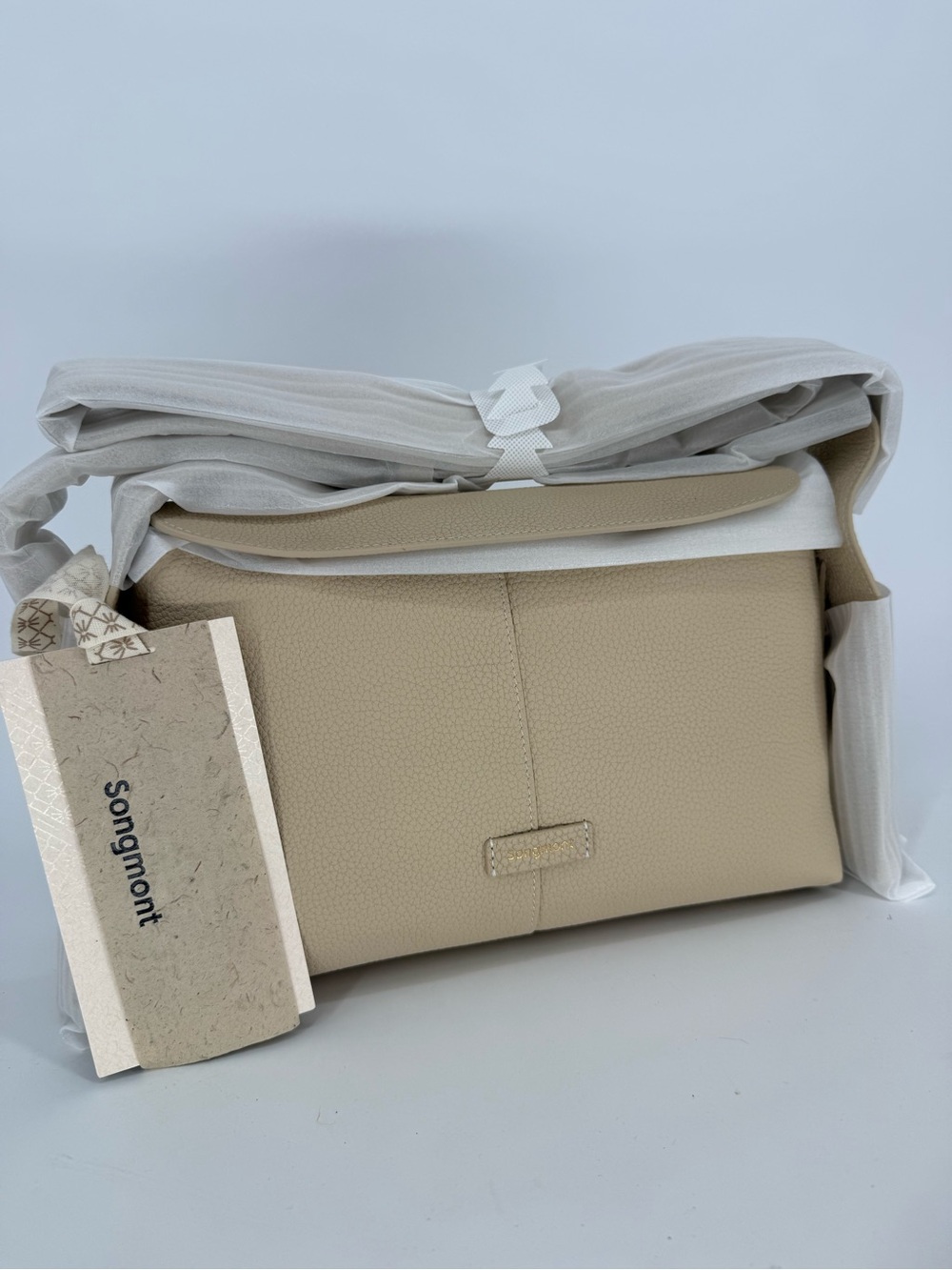 NWT Songmont Ivory Drippy Roof Hobo Bag in Pebbled Leather